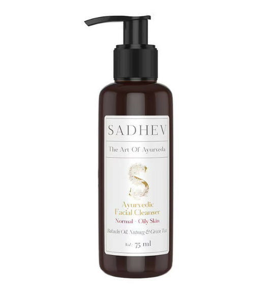 Brown bottle of Sadhev Ayurvedic Facial Cleanser on a white background