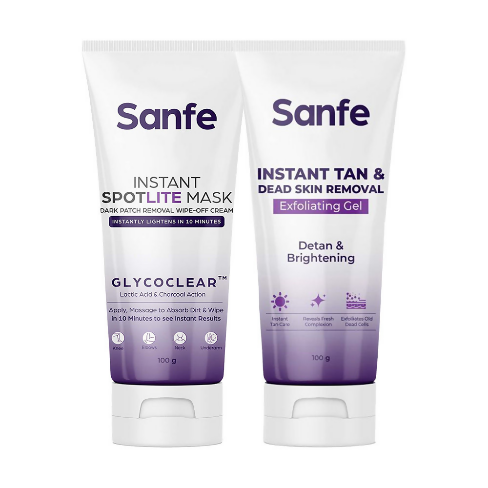Two Sanfe skincare products on a white background