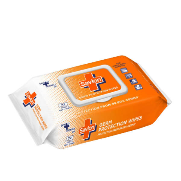 Savlon germ protection wipes packaging on a white background