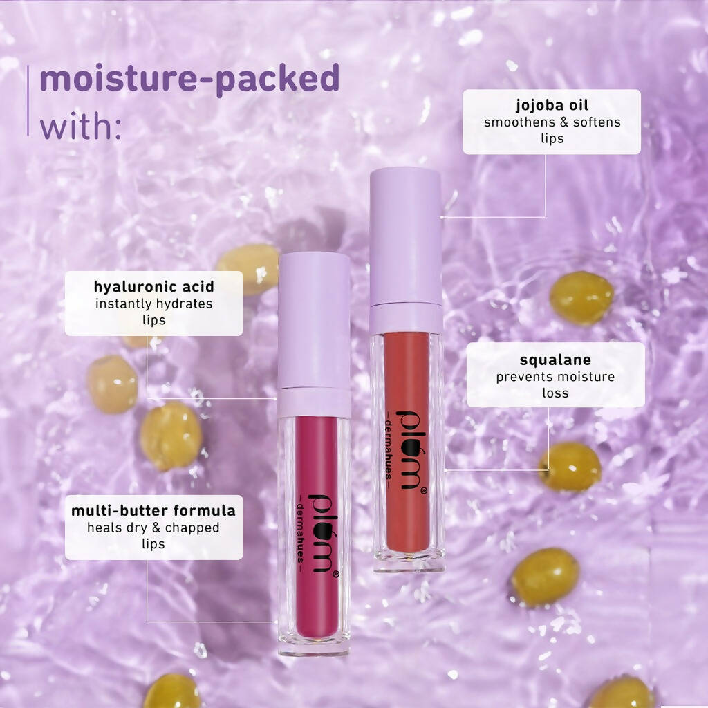 Plum Glassy Glaze Lip Lacquer 3-in-1 Lipstick + Lip Balm + Gloss 08 Fuchsia Fiesta