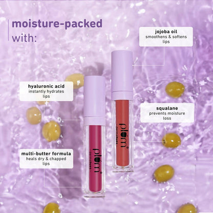 Plum Glassy Glaze Lip Lacquer 3-in-1 Lipstick + Lip Balm + Gloss 08 Fuchsia Fiesta