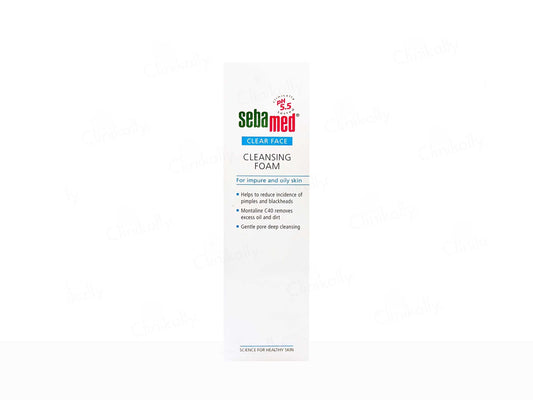 Sebamed cleansing foam packaging on a white background