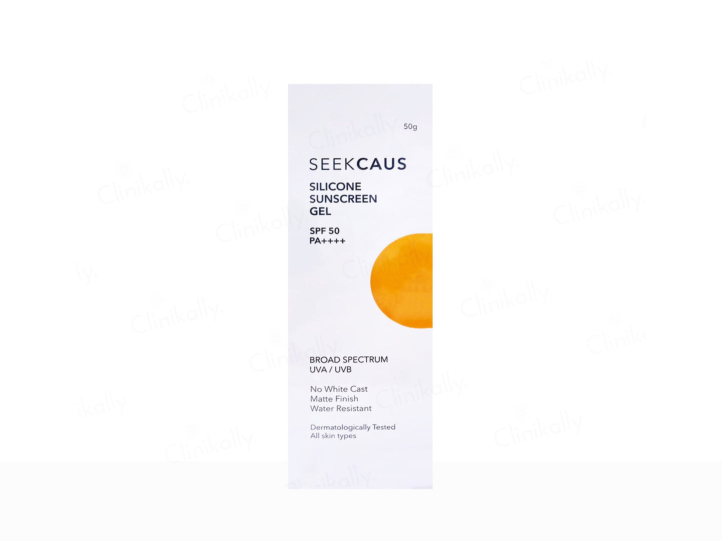 SeekCaus silicone sunscreen gel packaging on a white background