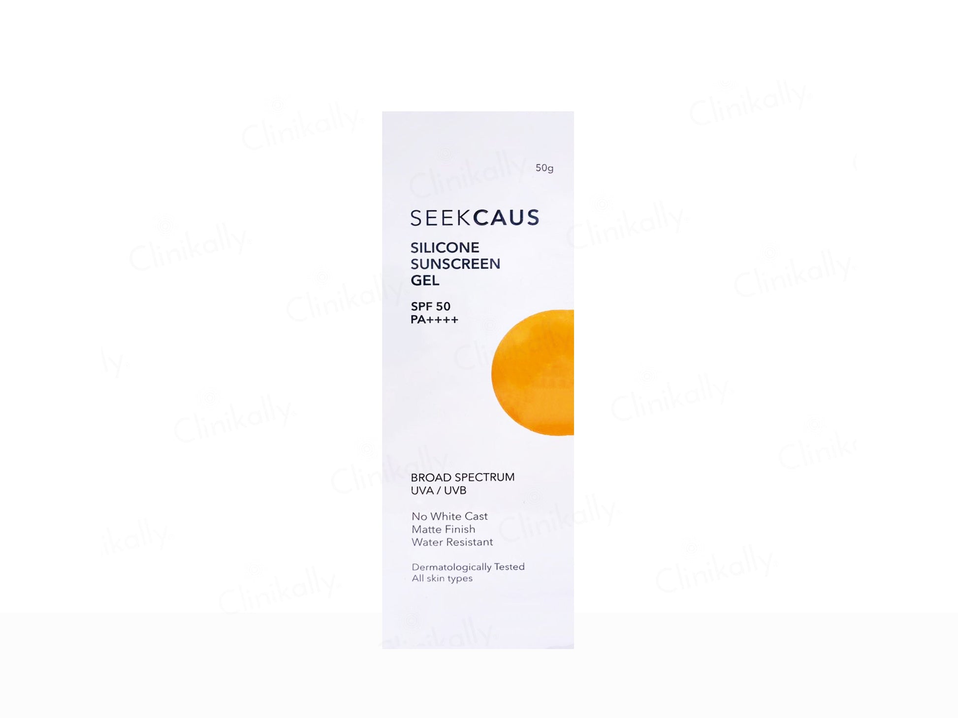 SeekCaus silicone sunscreen gel packaging on a white background