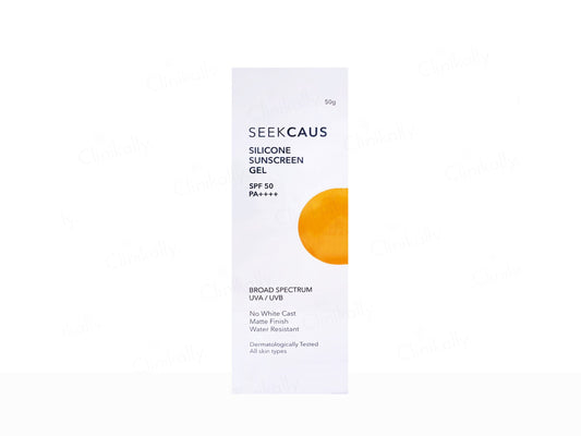 SeekCaus silicone sunscreen gel packaging on a white background
