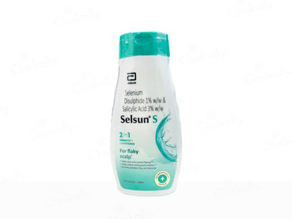 Selsun S shampoo bottle on a white background