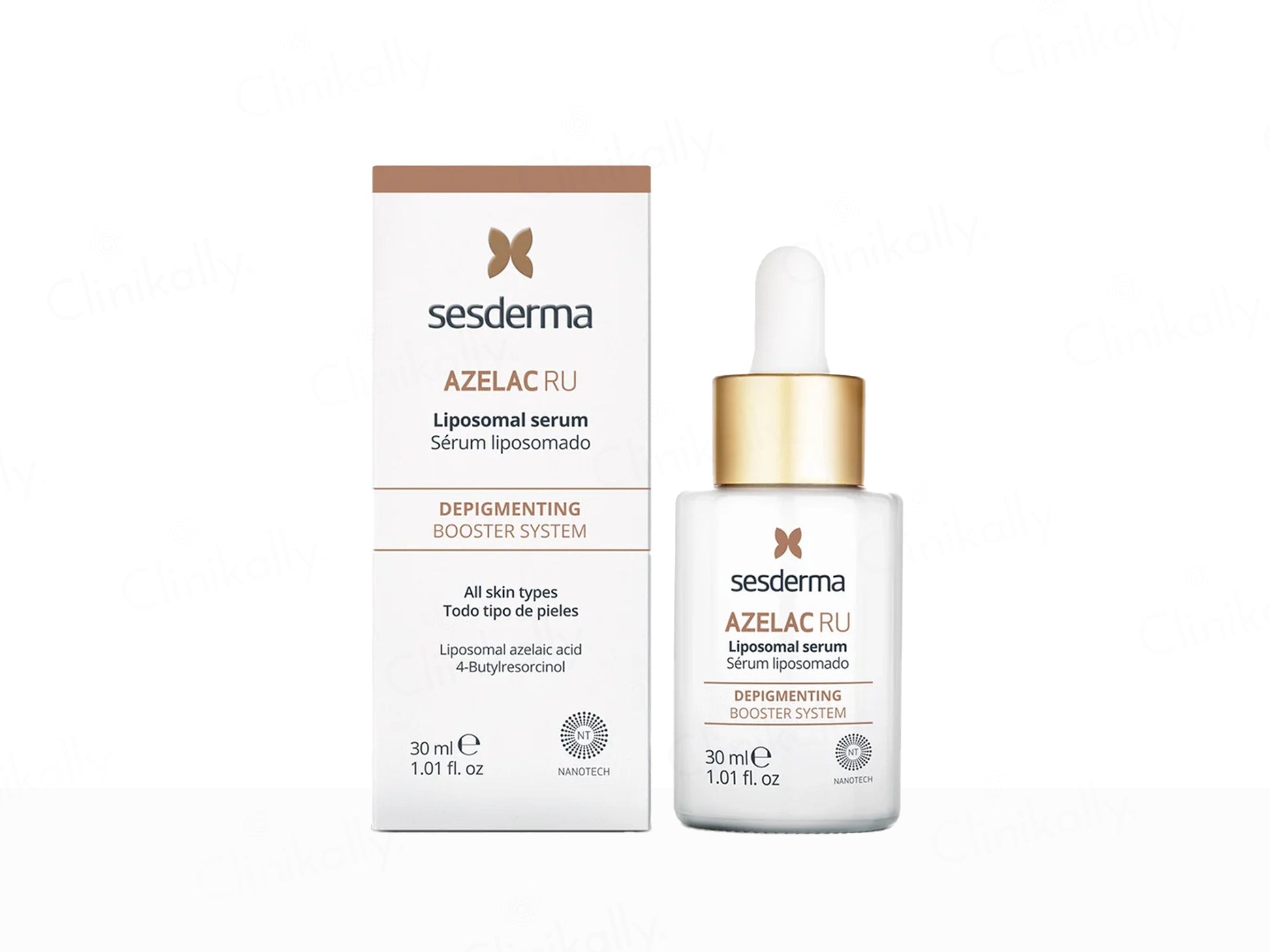Sesderma Azelac RU serum bottle and packaging on a white background