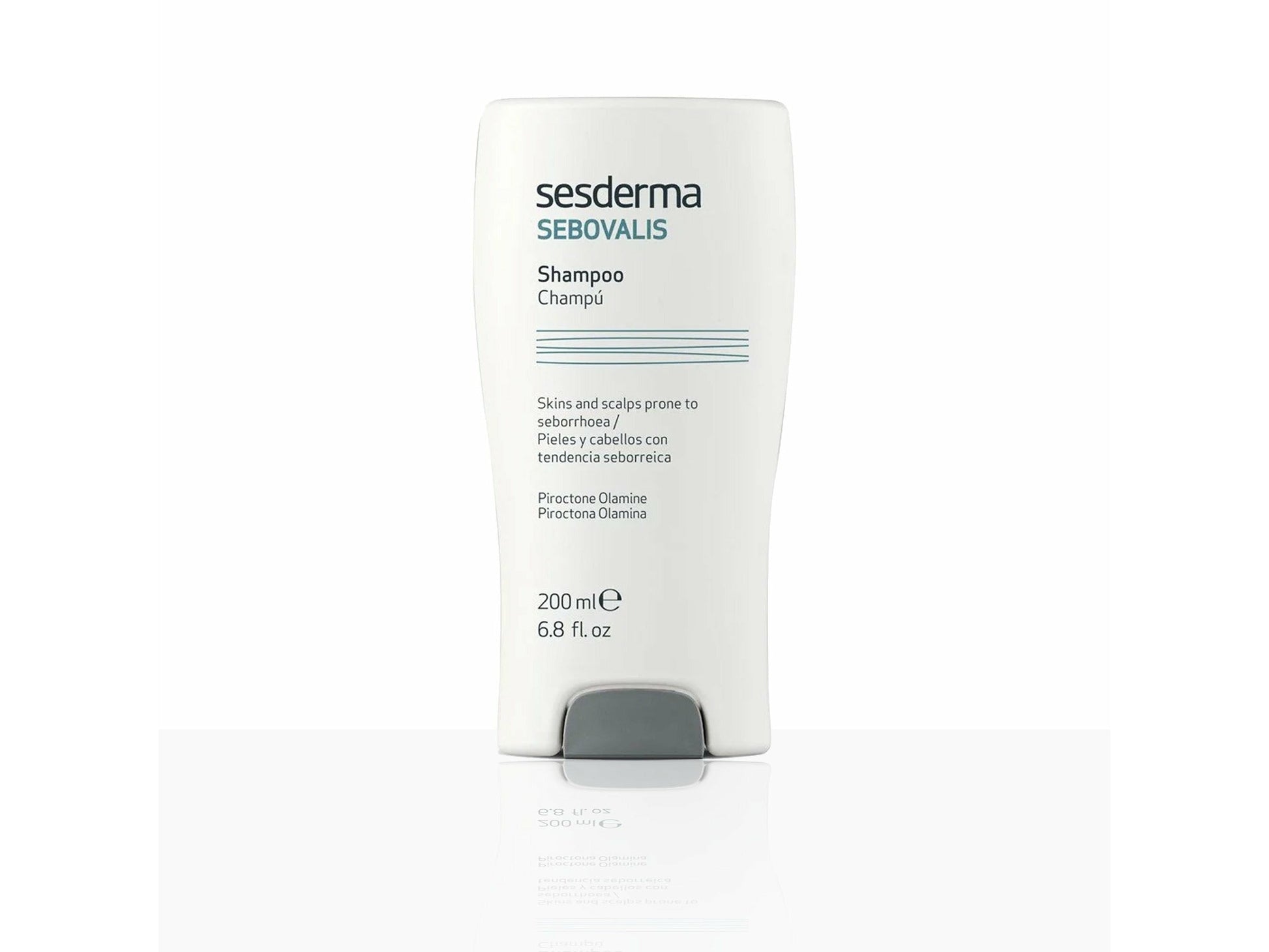 Sesderma Sebovalis shampoo bottle on a white background