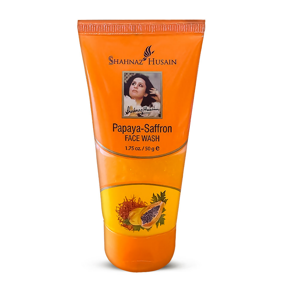 Shahnaz Husain Papaya-Saffron Face Wash tube on a white background
