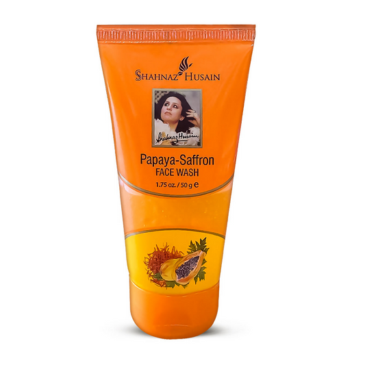 Shahnaz Husain Papaya-Saffron Face Wash tube on a white background