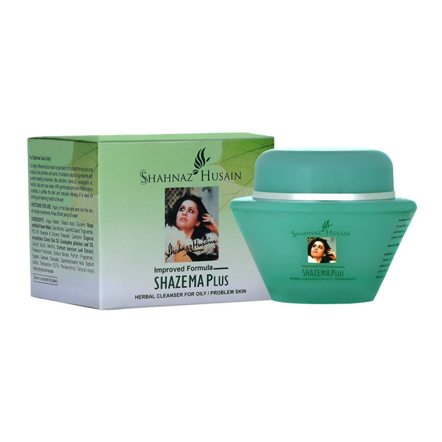 Shahnaz Husain Shazema Plus herbal cleanser with packaging on a white background