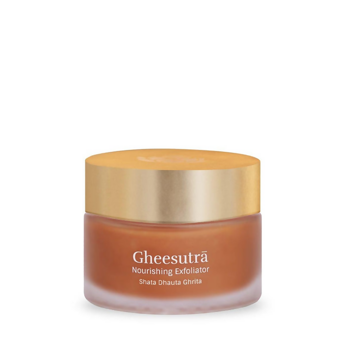 Jar of Gheesutra Nourishing Exfoliator on a white background