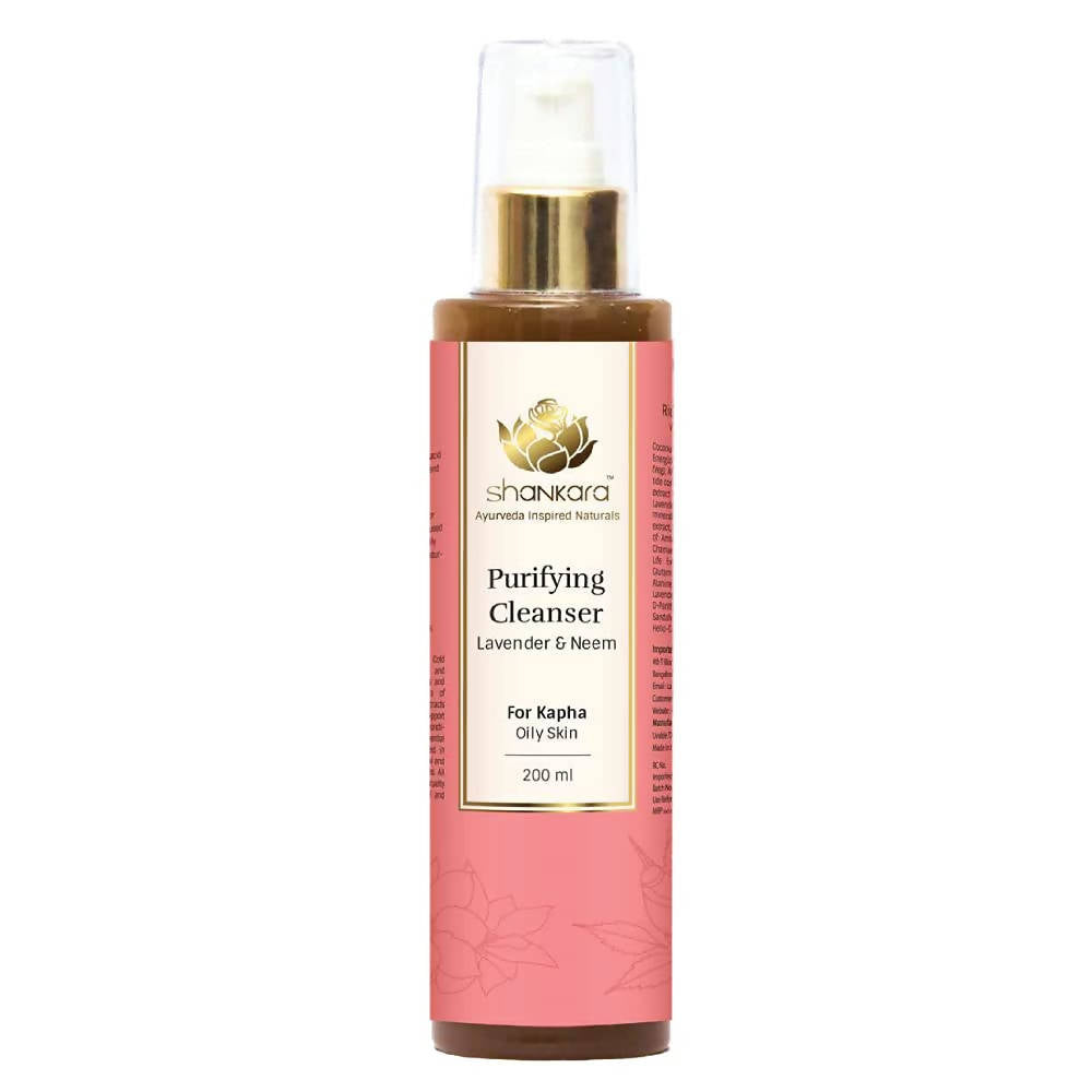 Shankard Purifying Cleanser bottle with pink and gold design on a white background