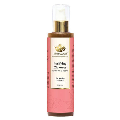 Shankard Purifying Cleanser bottle with pink and gold design on a white background