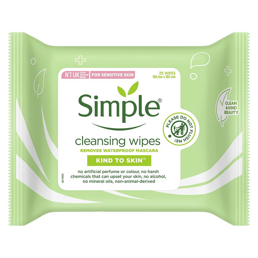 Package of Simple cleansing wipes on a white background