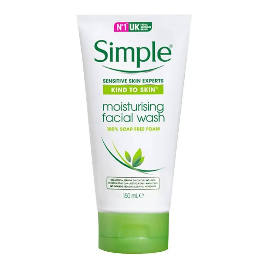 Simple moisturising facial wash tube on a white background