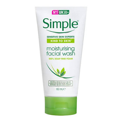 Simple moisturising facial wash tube on a white background