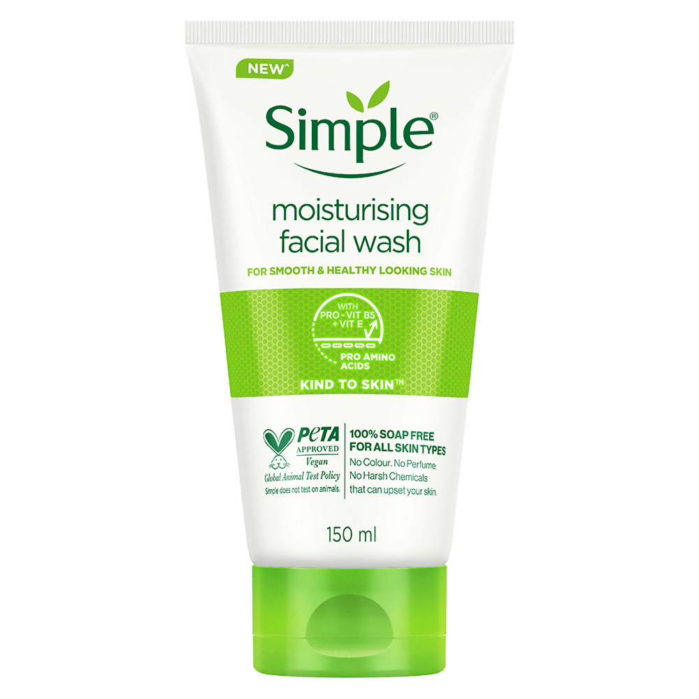 Simple moisturising facial wash tube on a white background