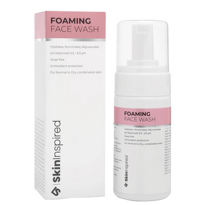 Foaming face wash with packaging on a white background