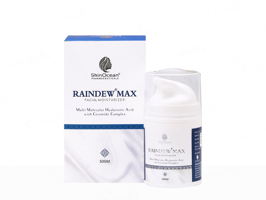 Rain dew Max facial moisturizer packaging on a white background