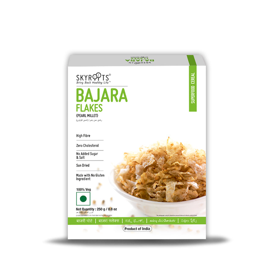Skyroots Bajara Flakes packaging on a white background