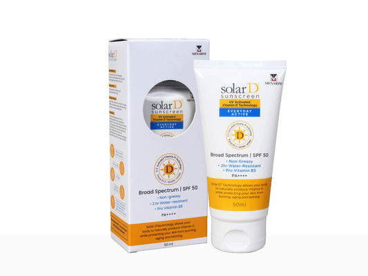 Vaseline solar D sunscreen tube and packaging on a white background