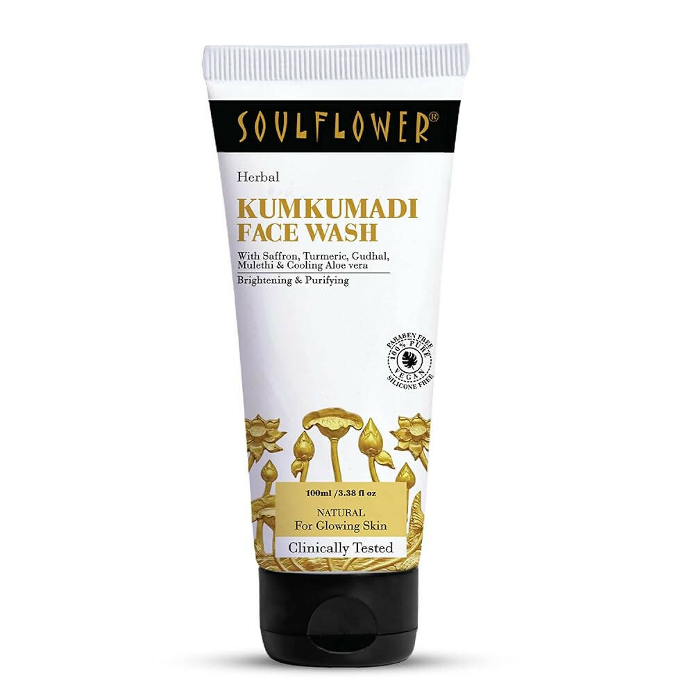 Soulflower Kumkumadi Face Wash tube on a white background