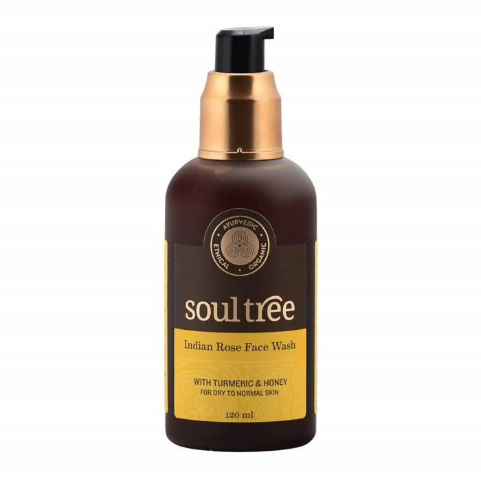 SoulTree Indian Rose Face Wash bottle with pump on a white background