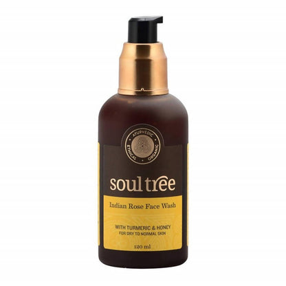 SoulTree Indian Rose Face Wash bottle with pump on a white background