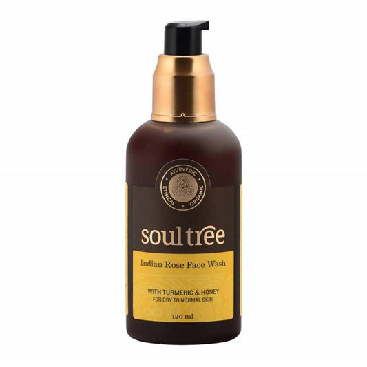 SoulTree Indian Rose Face Wash bottle with pump on a white background