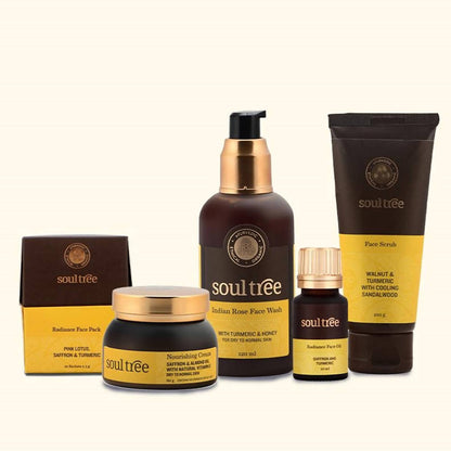 Collection of Soul Tree skincare products on a white background