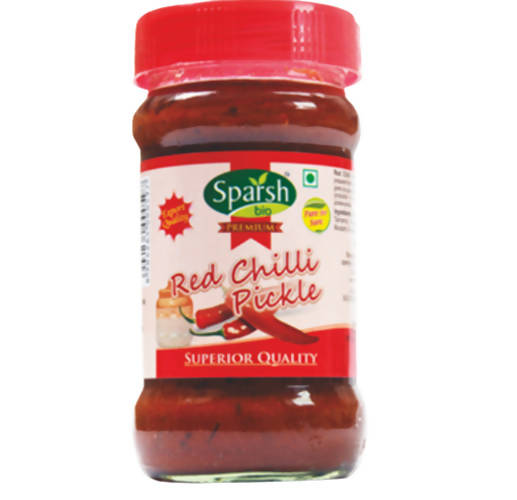 Jar of Sparsh Red Chilli Pickle on a white background