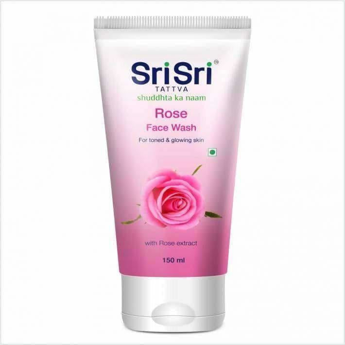 Sri Sri Tattva Rose Face Wash tube on a white background