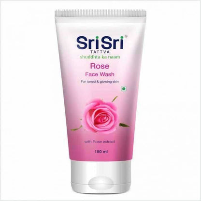 Sri Sri Tattva Rose Face Wash tube on a white background