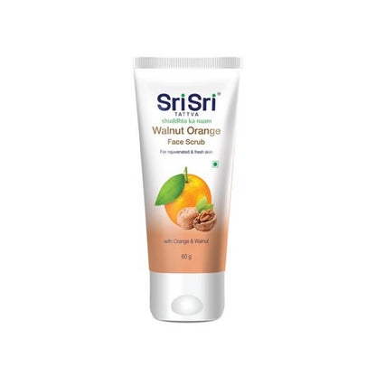 Sri Sri Walnut Orange Face Scrub tube on a white background