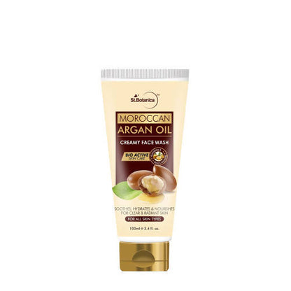 St.Botanica Moroccan Argan Oil Creamy Face Wash tube on a white background
