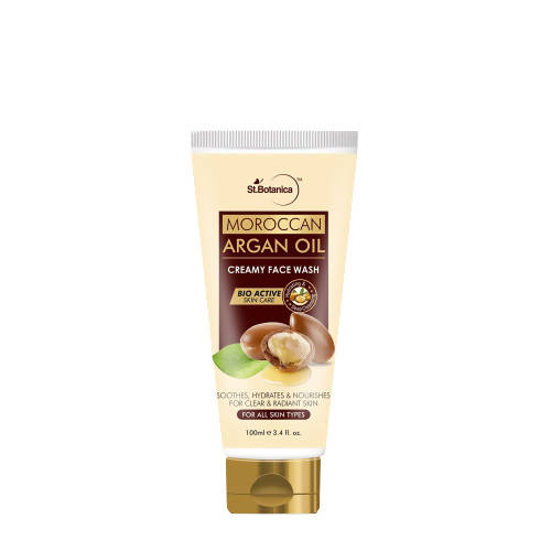 St.Botanica Moroccan Argan Oil Creamy Face Wash tube on a white background