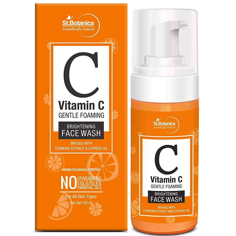 St.Botanica Vitamin C Gentle Foaming Face Wash with packaging on a white background