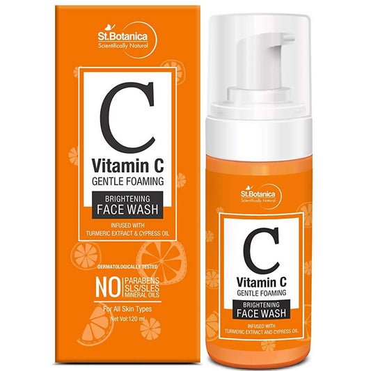 St.Botanica Vitamin C Gentle Foaming Face Wash with packaging on a white background