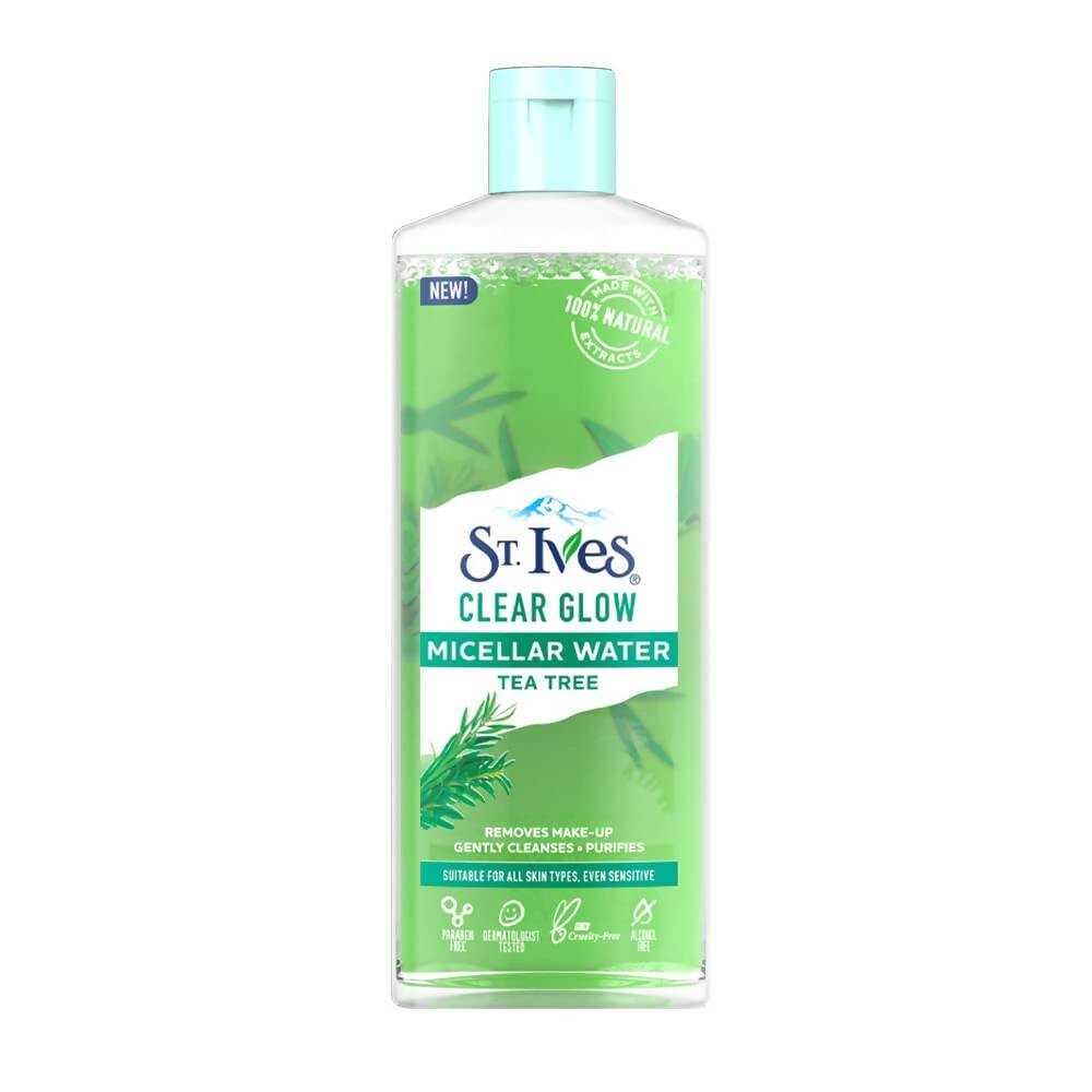 St. Ives Clear Glow Micellar Water Tea Tree bottle on a white background