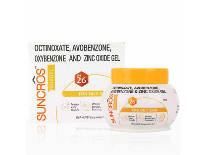 Suncorps sunscreen gel with packaging on a white background