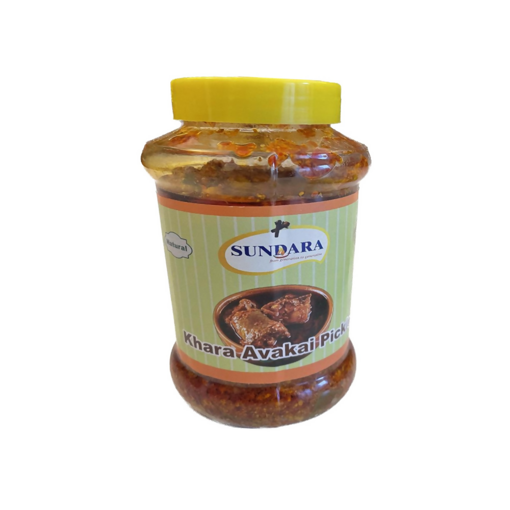 Jar of Sundara Khara Avakal Pickle on a white background