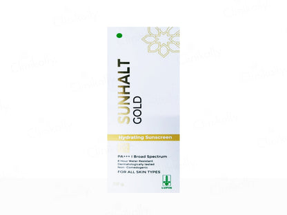 Sunhalt Gold sunscreen packaging on a white background
