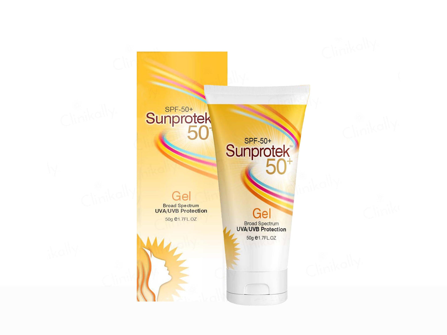 Sunprotek SPF 50+ gel packaging on a white background