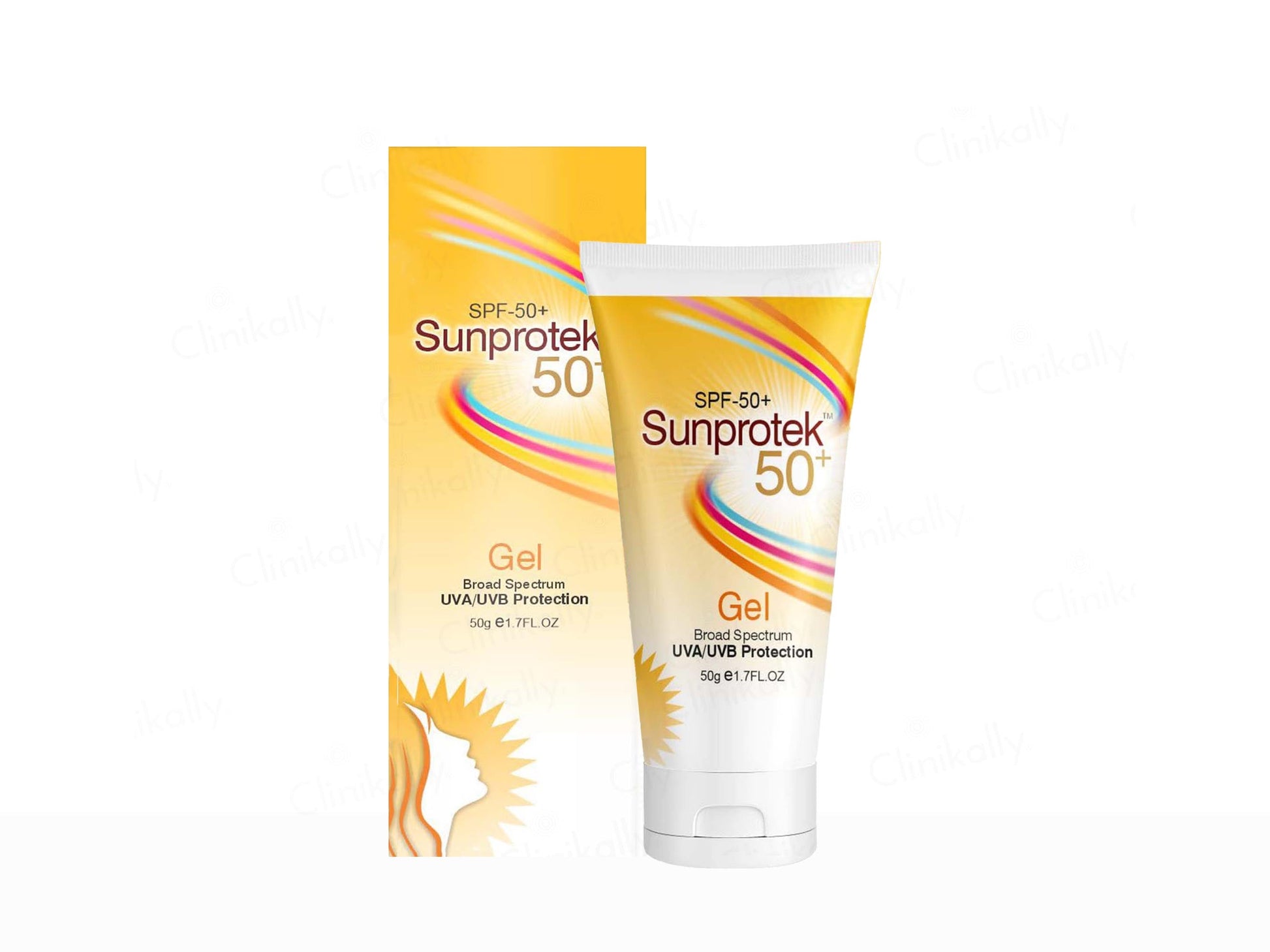 Sunprotek SPF 50+ gel packaging on a white background