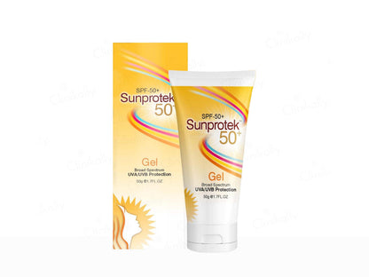 Sunprotek SPF 50+ gel packaging on a white background