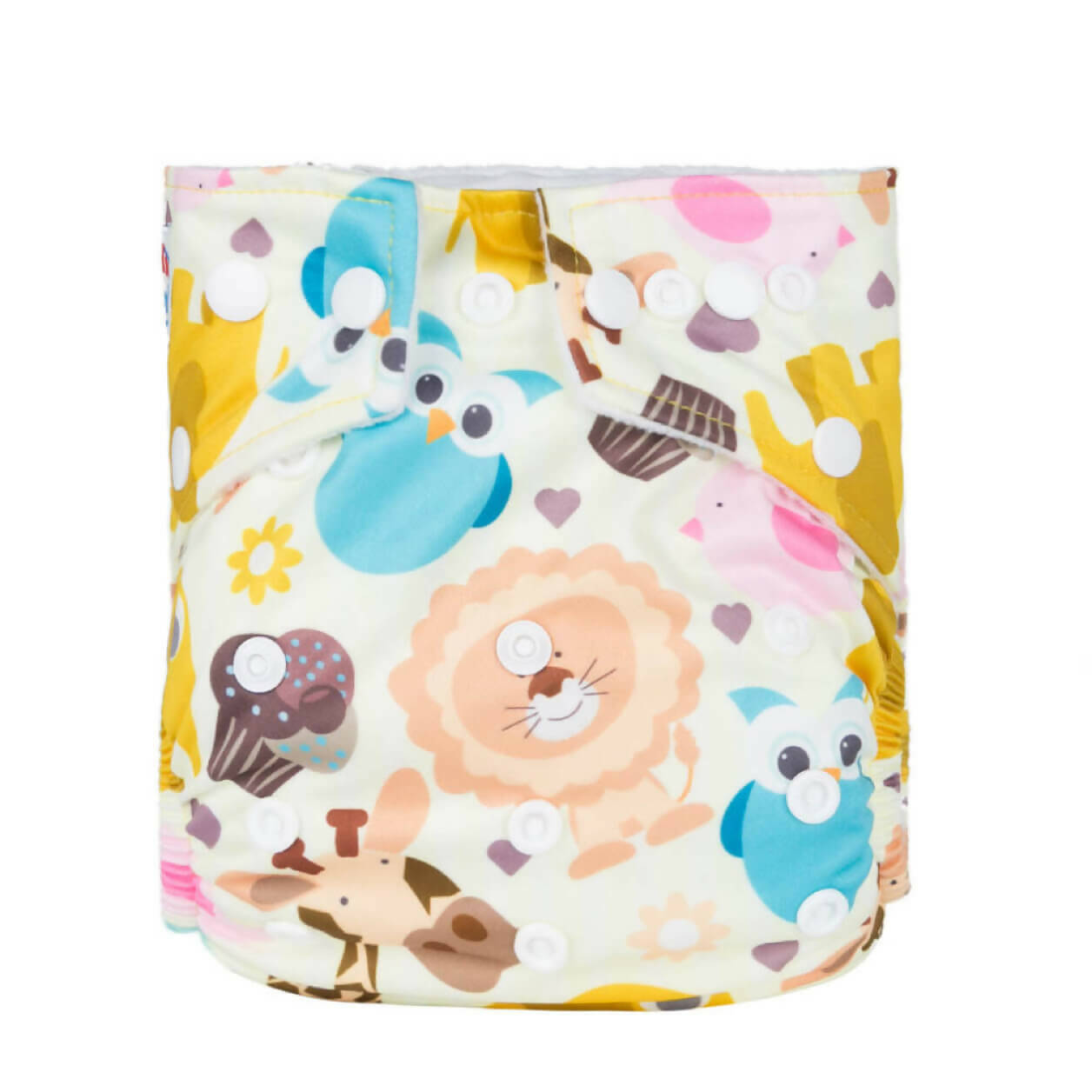 Children's diaper with animal pattern on a white background