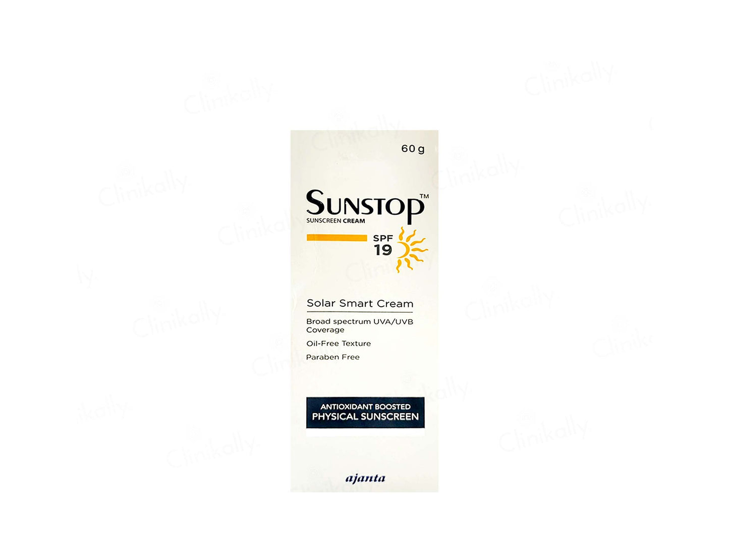 Sunstop sunscreen cream packaging on a white background