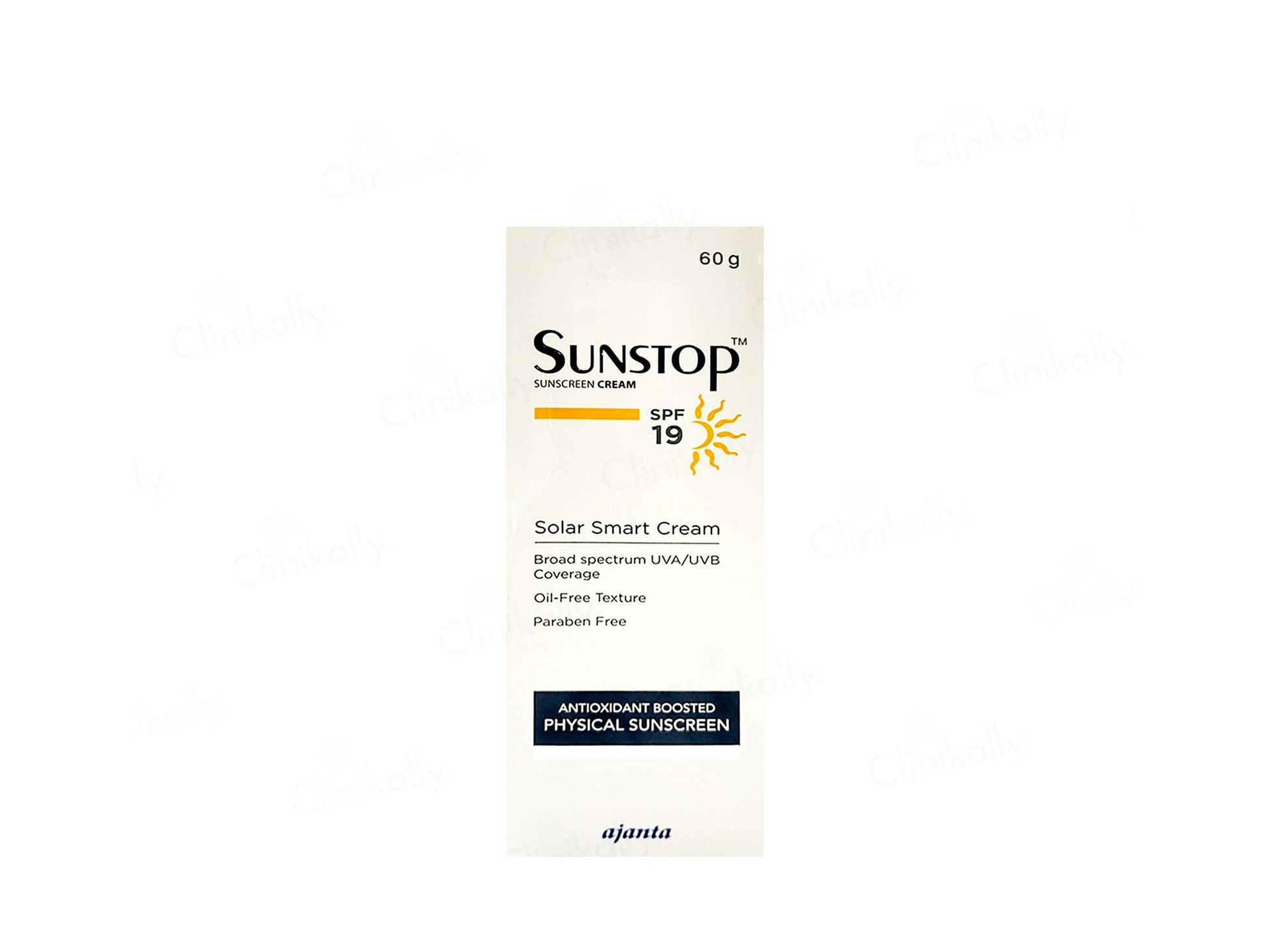 Sunstop sunscreen cream packaging on a white background