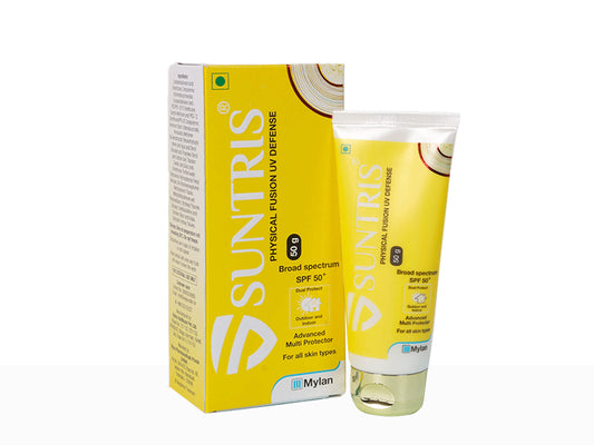 Suntris sunscreen lotion and packaging on a white background